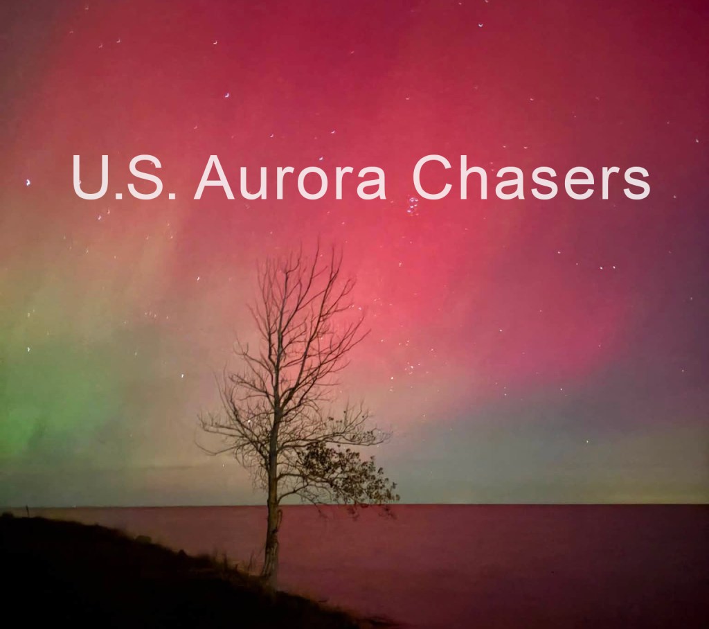Photo of Aurora with words U.S. Aurora Chasers
