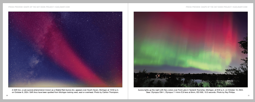 Sneak preview graphic of Aurora photos and captions inside the book